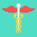 Caduceus flat icon, medicine and healthcare Royalty Free Stock Photo