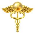 Caduceus Globe Medical Symbol Concept