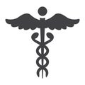 Caduceus glyph icon, medicine and healthcare Royalty Free Stock Photo