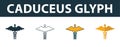 Caduceus Glyph icon set. Four elements in diferent styles from medicine icons collection. Creative caduceus glyph icons filled, Royalty Free Stock Photo