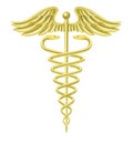 Caduceus gold medical symbol