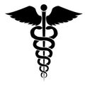 Caduceus health icon on white background. medical symbol. flat style. medical snake caduceus logo. medicine sign