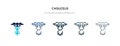 Caduceus icon in different style vector illustration. two colored and black caduceus vector icons designed in filled, outline, Royalty Free Stock Photo