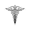Caduceus icon. Medicine and health care concept vector. Modern thin line sign