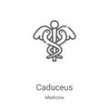 caduceus icon vector from medicine collection. Thin line caduceus outline icon vector illustration. Linear symbol for use on web Royalty Free Stock Photo