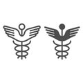Caduceus line and glyph icon. Pharmacy symbol vector illustration isolated on white. Medical sign outline style design Royalty Free Stock Photo