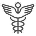 Caduceus line icon. Pharmacy symbol vector illustration isolated on white. Medical sign outline style design, designed Royalty Free Stock Photo