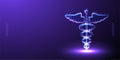 caduceus, medical low poly wireframe, polygonal design vector illustration