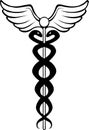 Caduceus Medical Symbol - black and white Royalty Free Stock Photo