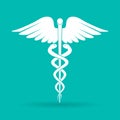 Caduceus medical symbol. Emblem for drugstore or medicine, medical sign, symbol of pharmacy, pharmacy snake symbol