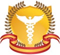 Caduceus Medical Symbol - Gold with Ribbon Royalty Free Stock Photo