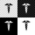 Caduceus medical symbol icon isolated on black, white and transparent background. Medicine and health care concept Royalty Free Stock Photo