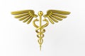 Caduceus medical symbol isolated on a white background. Caduceus sign with snakes. 3d render Royalty Free Stock Photo