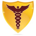 Caduceus Medical Symbol with Shield Royalty Free Stock Photo