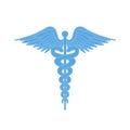 Caduceus Medical Symbol, With Two Snakes and Wings