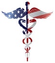 Caduceus Medical Symbol with USA Flag Illustration Royalty Free Stock Photo