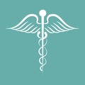 Caduceus medical symbol in white. Vector illustration eps10 Royalty Free Stock Photo