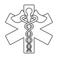 Caduceus medicine care symbol thin line