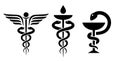 Caduceus medicine icon, abstract medical snake symbol