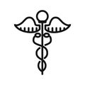 Caduceus Medicine Black And White Icon Illustration