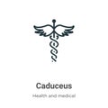 Caduceus outline vector icon. Thin line black caduceus icon, flat vector simple element illustration from editable health and Royalty Free Stock Photo