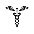 Caduceus or Rod of Asclepius . Medical symbol