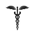 Caduceus or Rod of Asclepius . Medical symbol