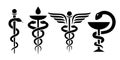 Caduceus snake icon, vector medical logo Royalty Free Stock Photo