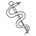 Caduceus or staff of Asclepius symbol icon black color illustration flat style simple image