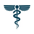 Caduceus symbol made using bird wings and snakes, healthcare conceptual vector illustration