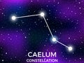 Caelum constellation. Starry night sky. Cluster of stars and galaxies. Deep space. Vector Royalty Free Stock Photo