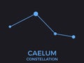 Caelum constellation. Stars in the night sky. Cluster of stars and galaxies. Constellation of blue on a black background. Vector