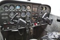 cockpit detail. Cockpit of a small aircraft Royalty Free Stock Photo