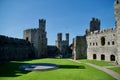 Looking at Caernarfon castle grounds