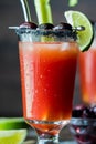 A Caesar drink with drops of condensation dripping down the front of the glass. Royalty Free Stock Photo