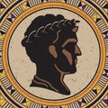 Caesar portrait with laurel, ancient mosaic colorful fresco, vector illustration