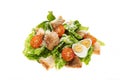 Caesar salad with chicken, croutons and parmesan  isolated on a white background Royalty Free Stock Photo