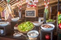 Caesar salad corner cooking station in the buffet