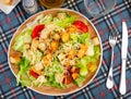 Caesar salad with grilled chicken and croutons Royalty Free Stock Photo