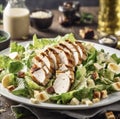 Caesar Salad with Grilled Chicken and Egg and Romain