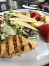 caesar salad with grilled chicken macro Royalty Free Stock Photo