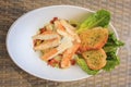 Caesar Salad with grilled prawn Royalty Free Stock Photo