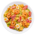 Caesar salad with grilled shrimp and parmesan cheese Royalty Free Stock Photo