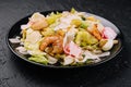 Caesar salad with grilled shrimp and parmesan cheese Royalty Free Stock Photo