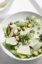 Caesar salad with parmesan cheese and croutons on table Royalty Free Stock Photo