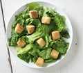 Caesar salad shot from top down view