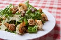 Caesar salad with shrimp, croutons and Parmesan cheese Royalty Free Stock Photo