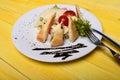 Caesar salad with white dressing and parmesan on top Royalty Free Stock Photo