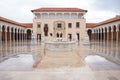 CAESAREA, ISRAEL - December 10, 2023: Moorish-style courtyard of the Ralli Museum and the Columbus Fountain Royalty Free Stock Photo