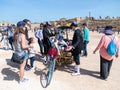 A participants of the Purim festival dressed in fabulous costumes, show performance in Caesarea, Israel Royalty Free Stock Photo